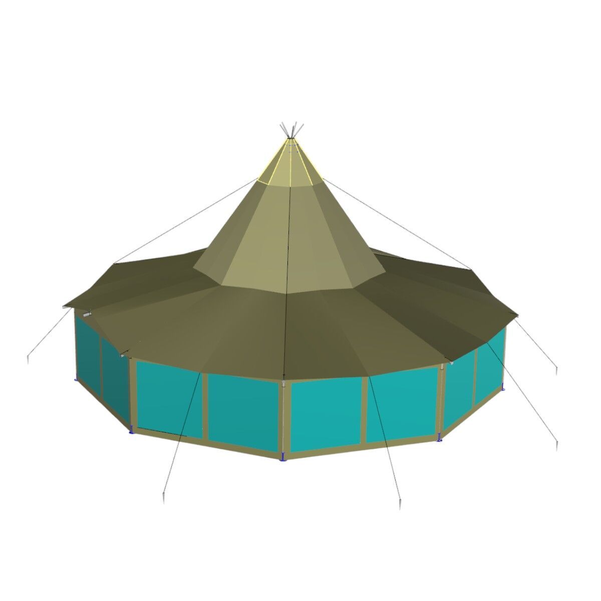 Sider til Teepee 10,5x10,5m, transperant PVC (Sæt af 4 sider)