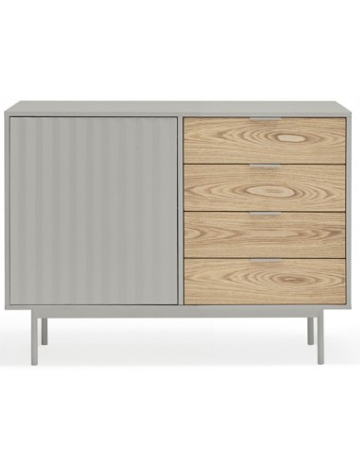 Sierra sideboard i metal og mdf finér B108 cm - Lysegrå/Eg