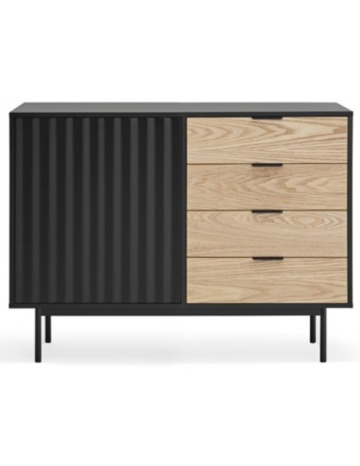 Sierra sideboard i metal og mdf finér B108 cm - Sort/Eg