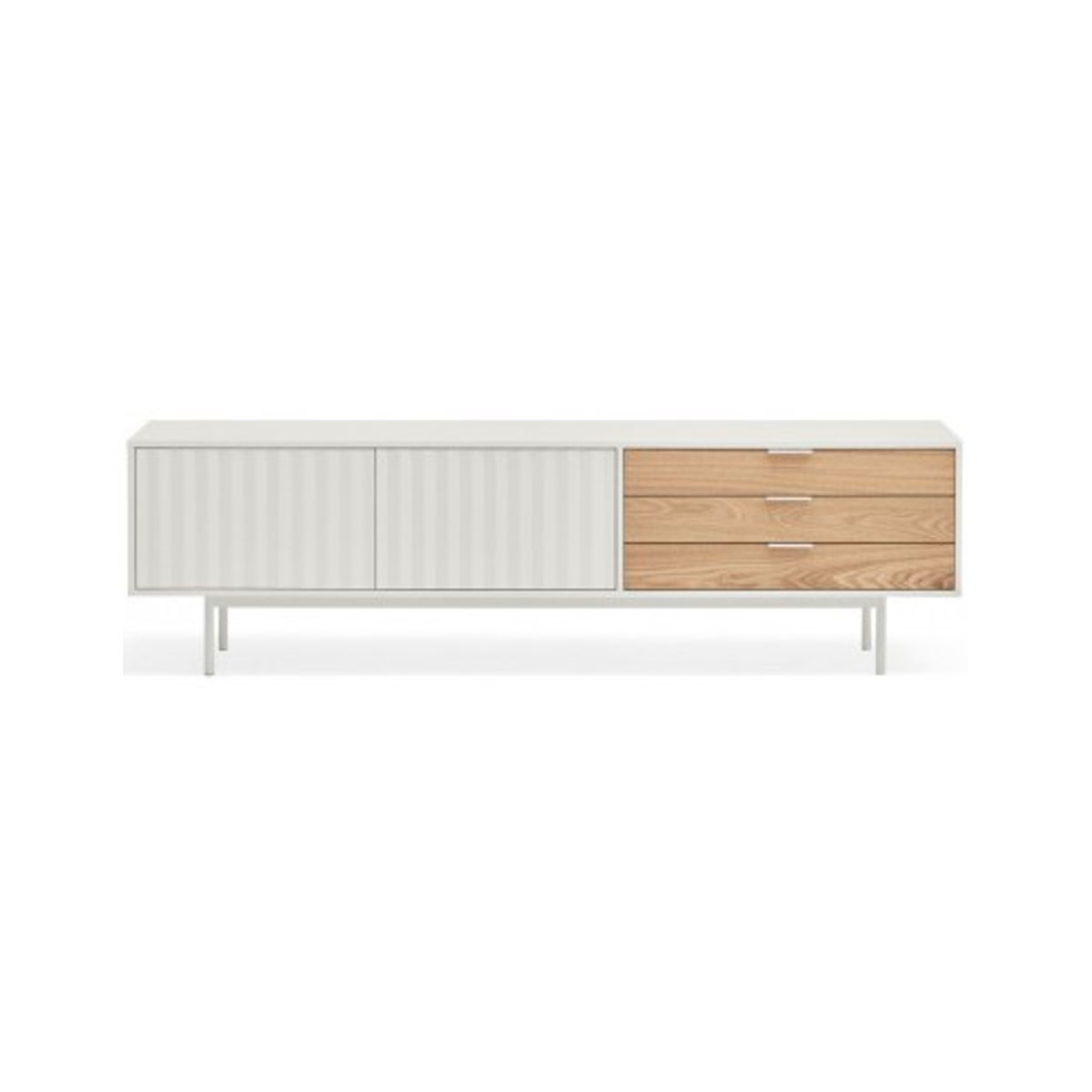 Sierra TV Bord i metal og mdf finér B180 cm - Hvid/Eg