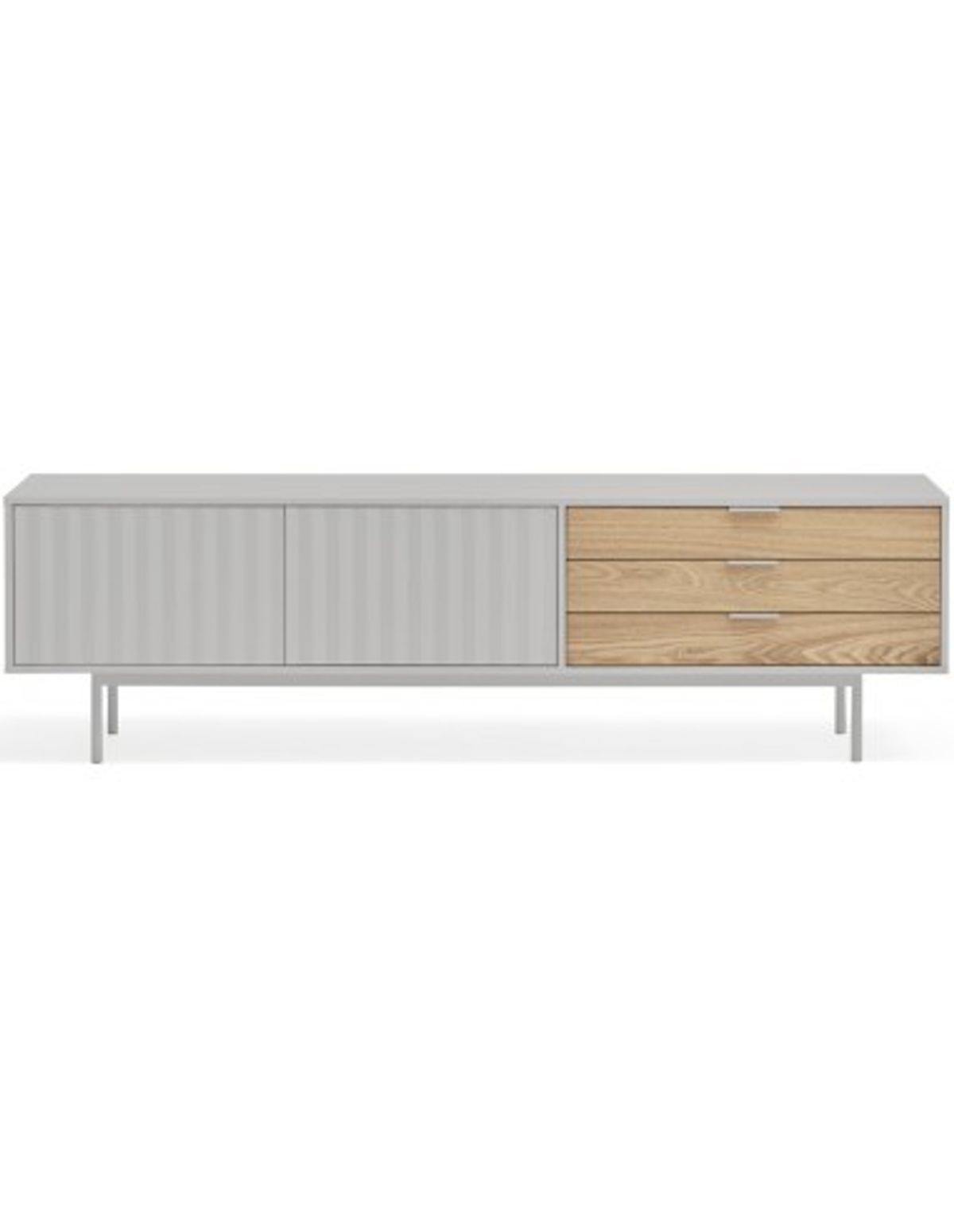 Sierra TV Bord i metal og mdf finér B180 cm - Lysegrå/Eg