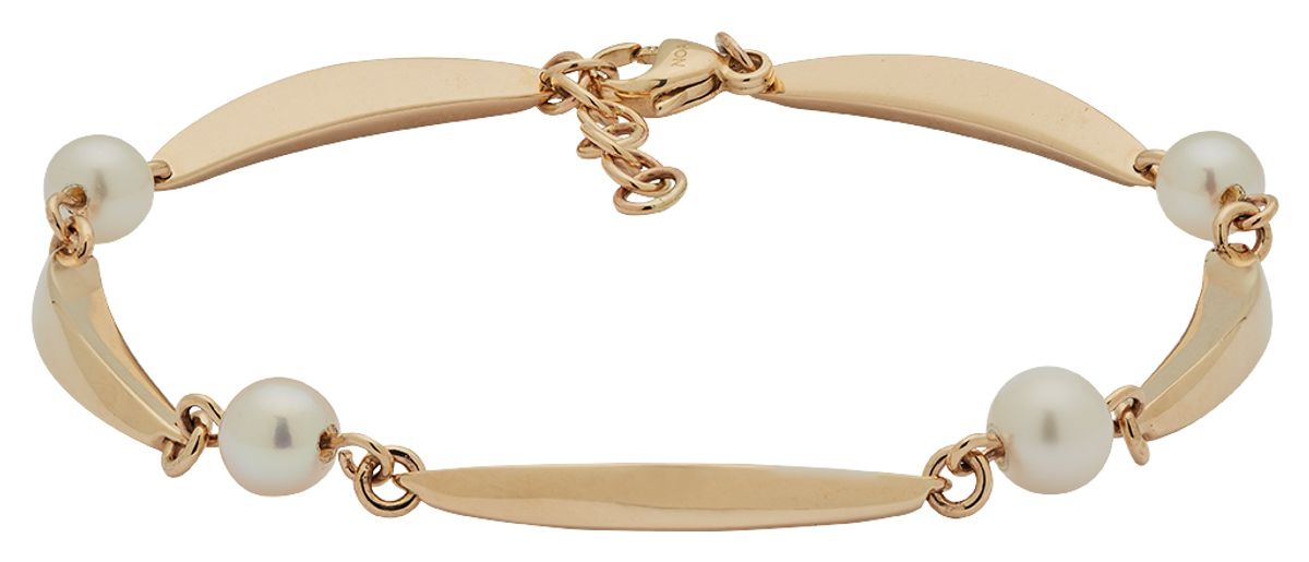 Siersbøl Banan & Perle armbånd 14 kt guld, 18+2 cm