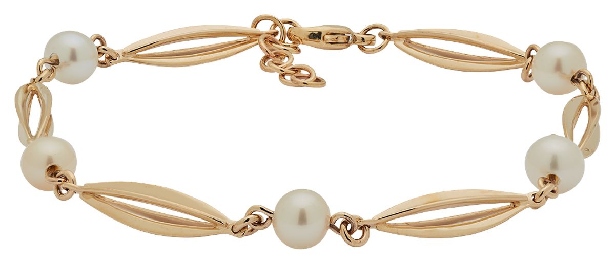 Siersbøl Bur & Perle armbånd 8 kt guld, 18+2 cm