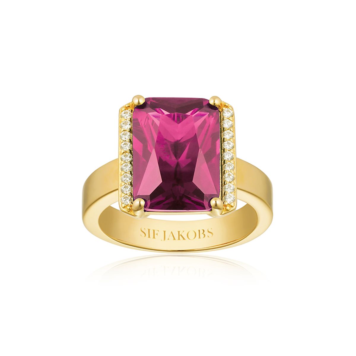 Sif Jakobs Roccanova Altro Grande forgyldt ring med pink cubic zirkonia