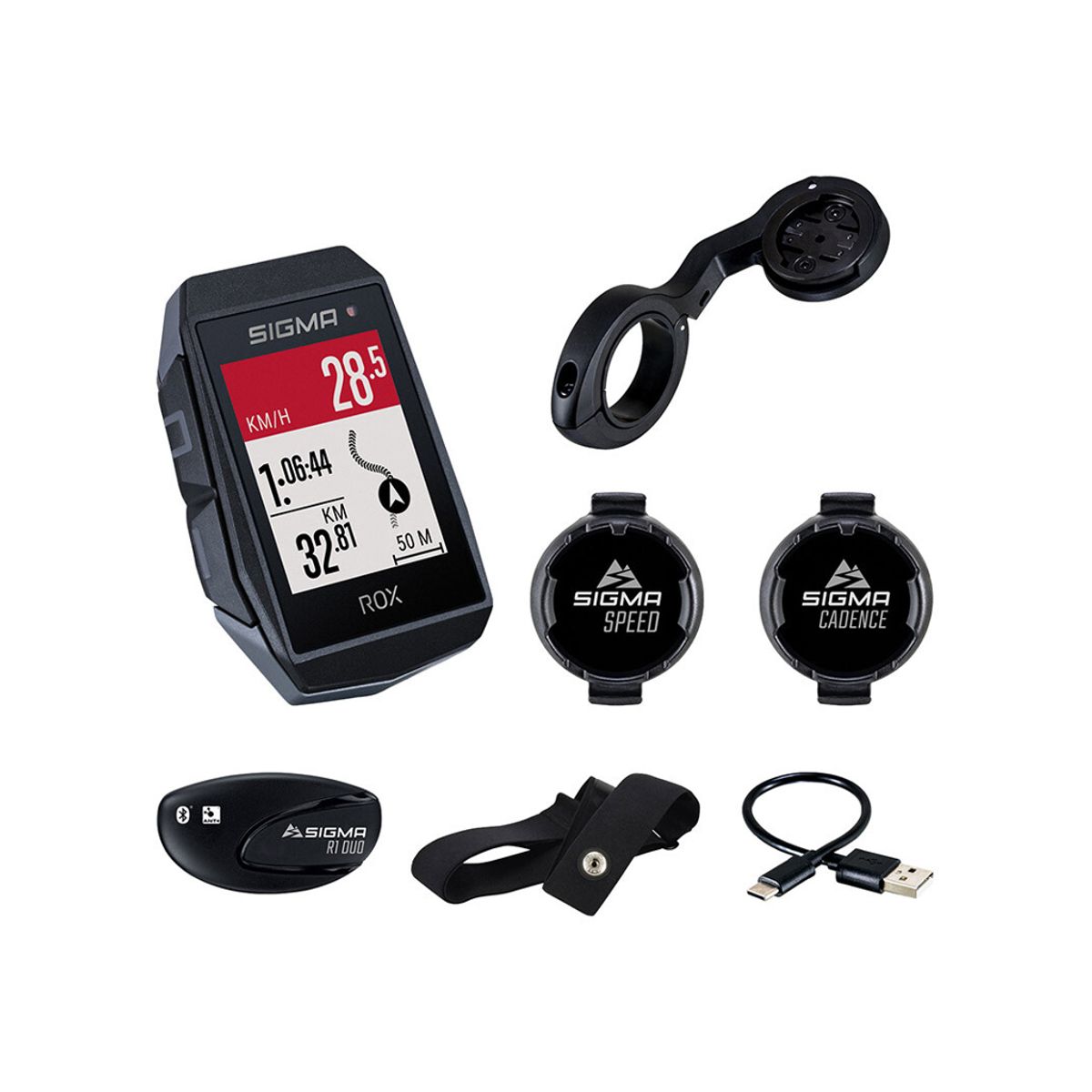 Sigma ROX 11.1 Evo - Cykelcomputer med GPS - Sensor Bundle - Sort