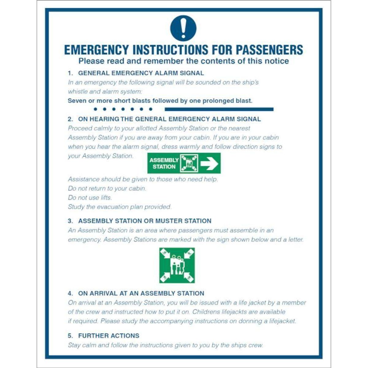 Sign IMO Emergency instructions for passengers 106301