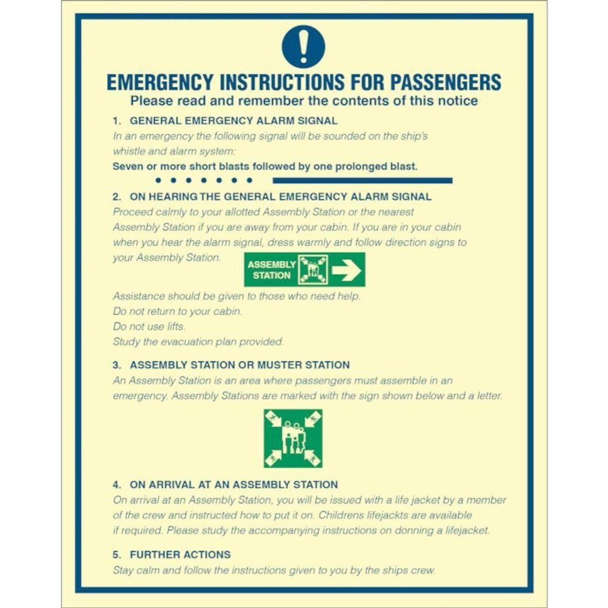 Sign IMO Emergency instructions for passengers 106301