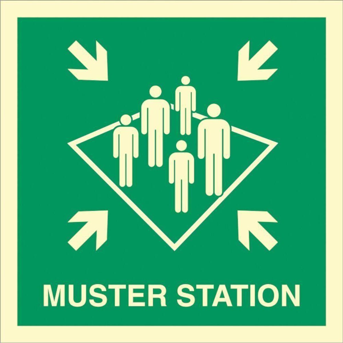 Sign IMO Muster station