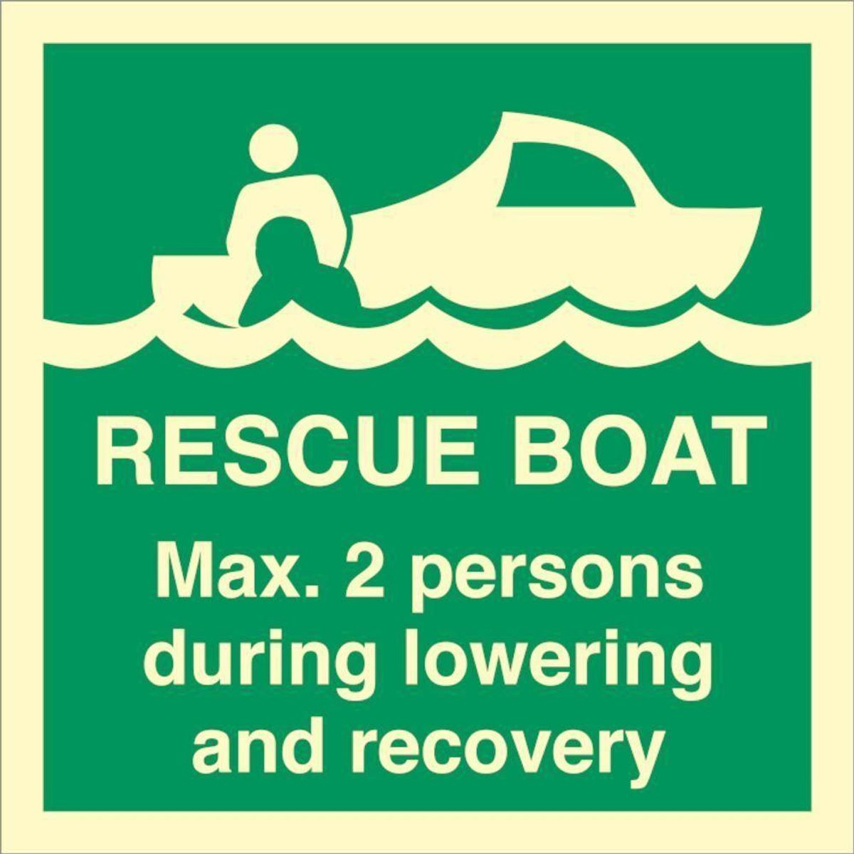 Sign IMO Rescue boat Max 2 persons during lowering