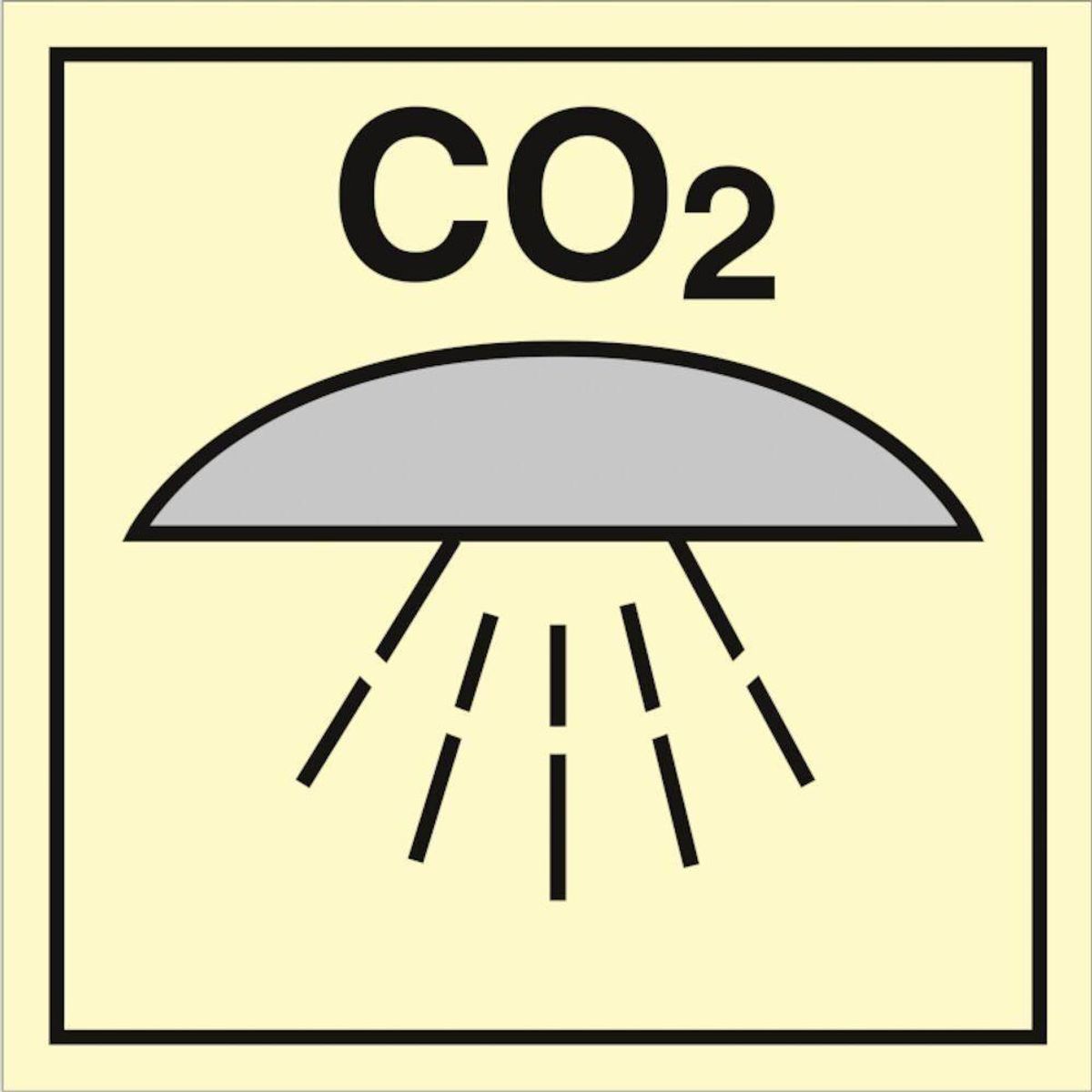 Sign IMO Space protected by CO2 fire extinguishing