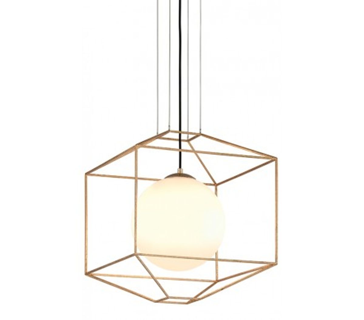 Silhouette Loftlampe i glas og jern Ø46 cm 1 x E27 - Opalhvid/Guld