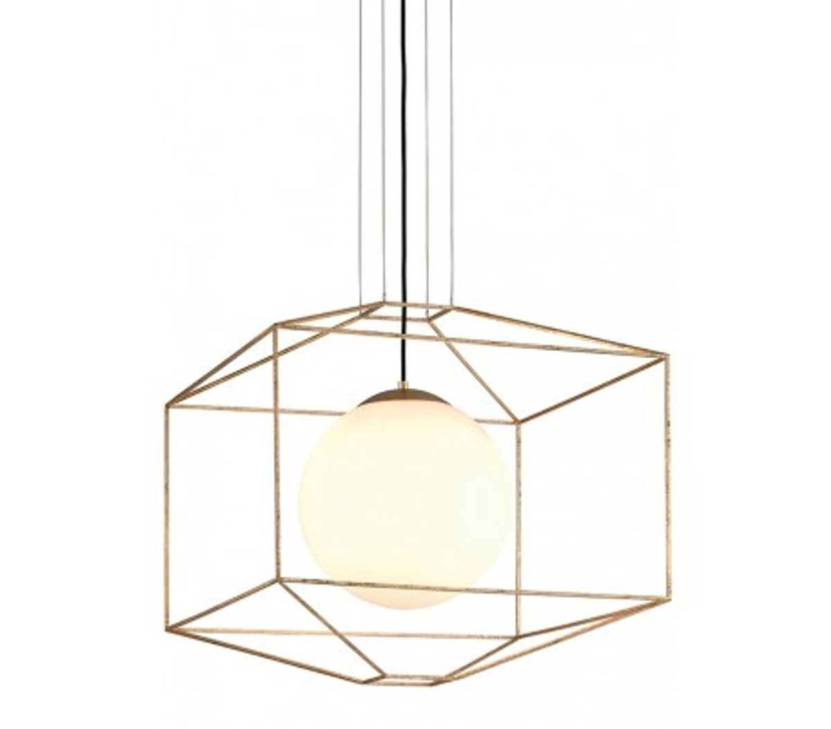 Silhouette Loftlampe i glas og jern Ø64 cm 1 x E27 - Opalhvid/Guld