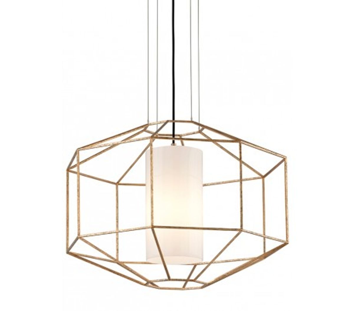 Silhouette Loftlampe i glas og jern Ø71 cm 1 x E27 - Opalhvid/Guld