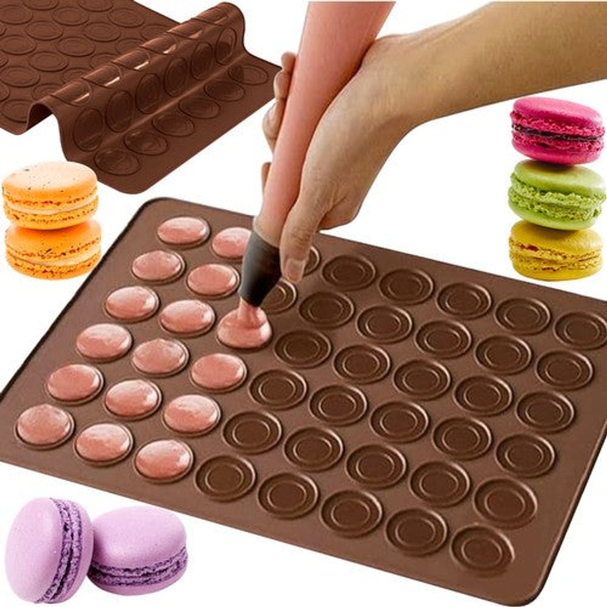 Silicone Bagemåtte til Macarons og Småkager 48 Ringe i To Størrelser