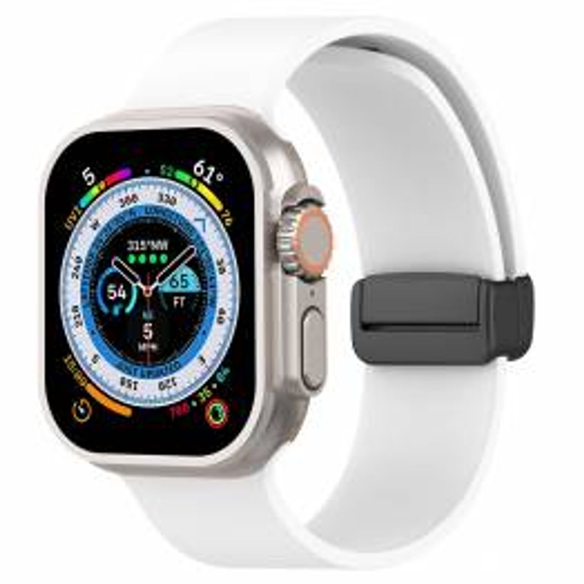 Silikone rem til Apple Watch 44/45/46/49mm m magnetisk spænde - Hvid