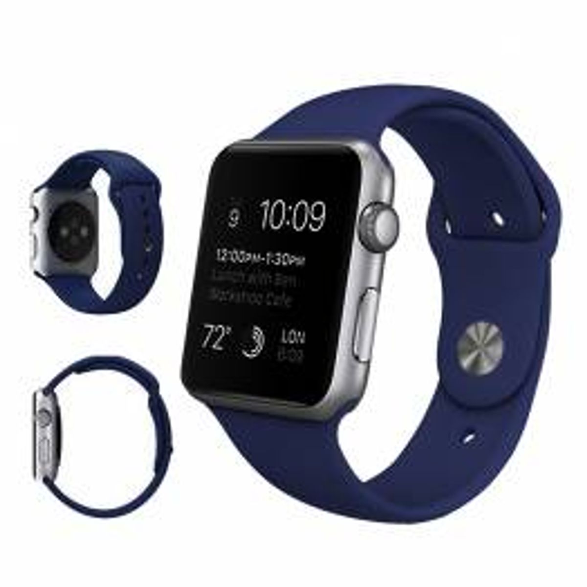 Silikone rem til Apple Watch - flere flotte farver, Størrelse 42mm (2014-2018), 44, 45, 46 & 49mm, Farve Blå