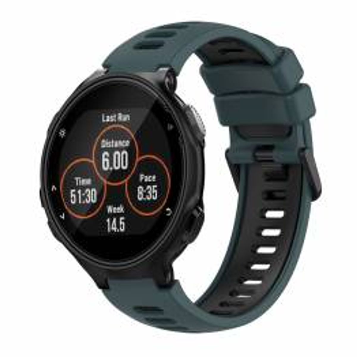 Silikone rem til Garmin Forerunner 735/735XT - Grøn/Sort