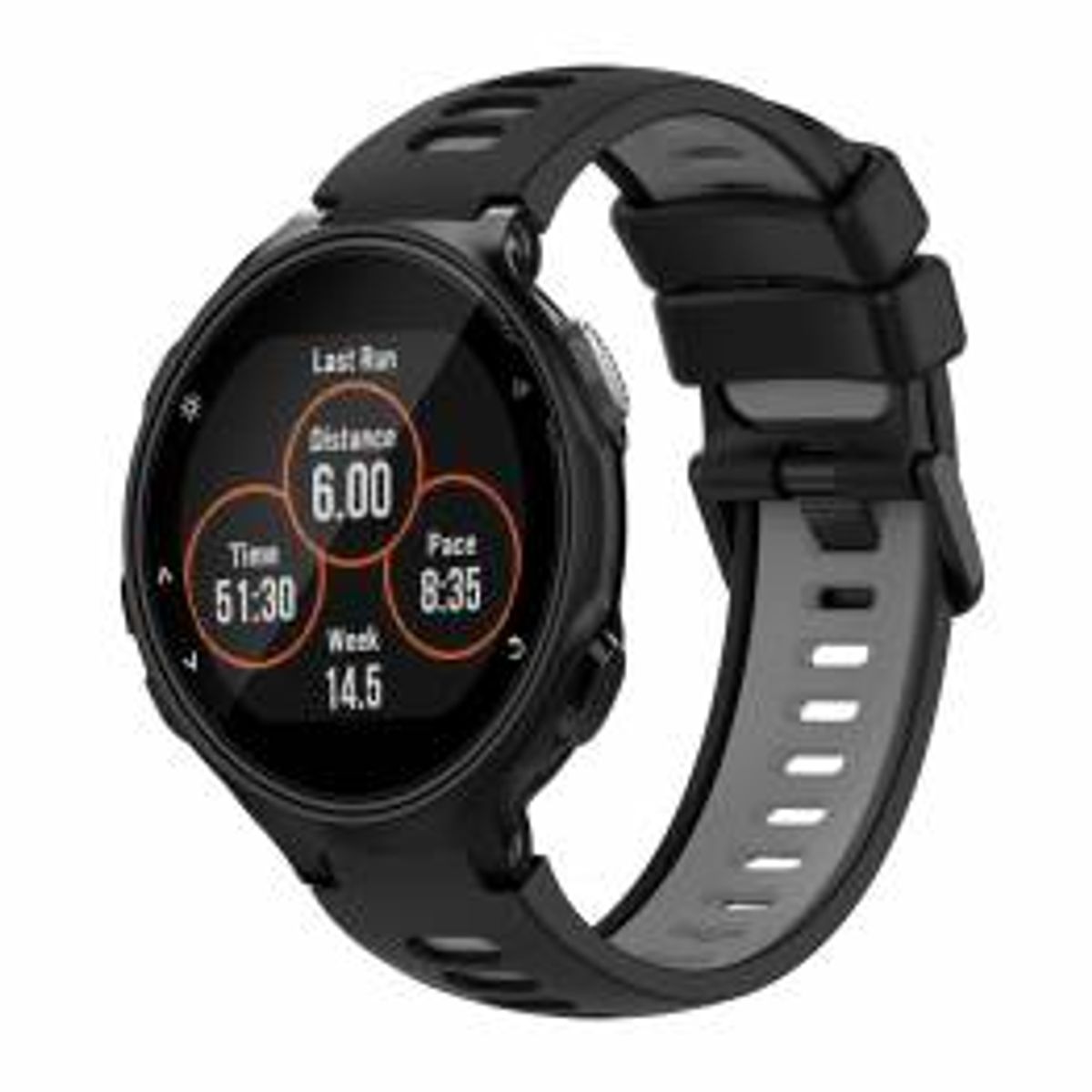 Silikone rem til Garmin Forerunner 735/735XT - Sort/Grå