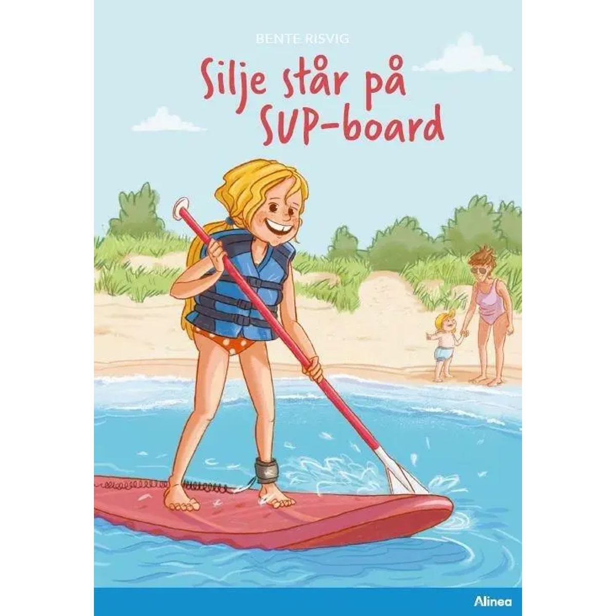 Silje står på SUP board, Blå Læseklub