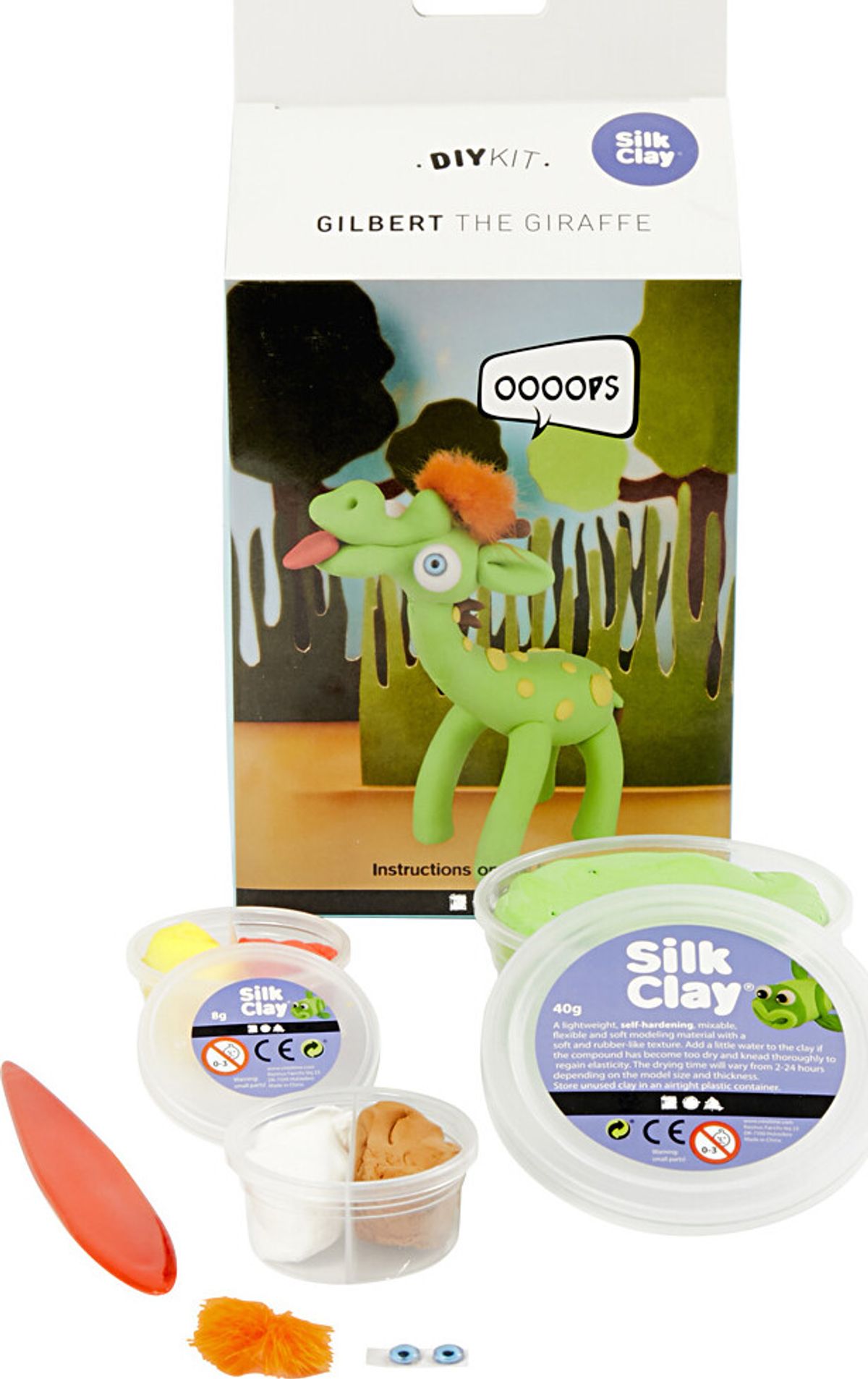 Silk Clay - Funny Friends - Diy Kit - Giraffen Gilbert - Grøn