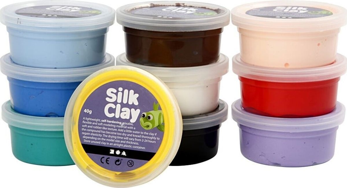 Silk Clay - Modellervoks Sæt - Basis Farver - 10x40 G