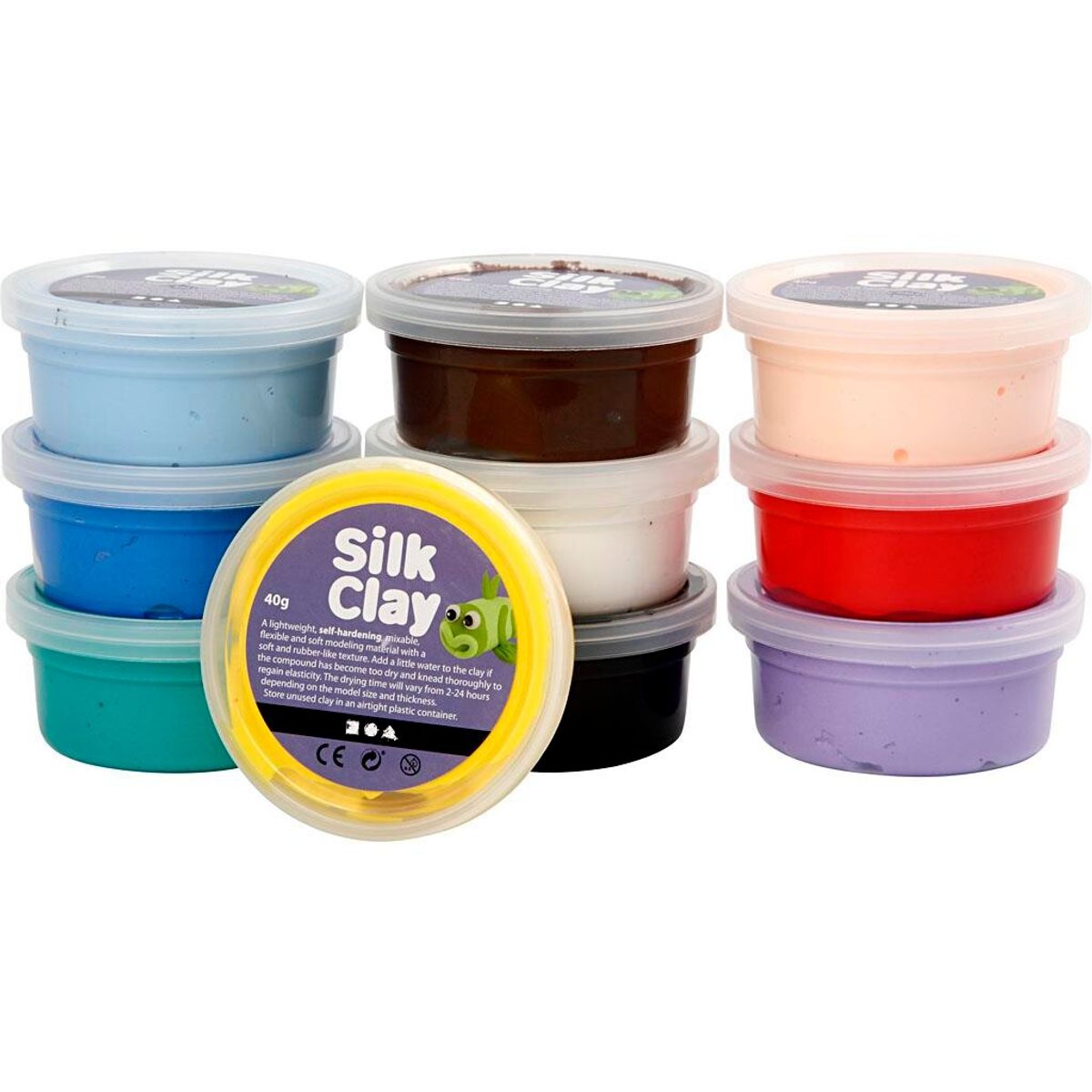 Silk Clay - sortiment, ass. farver, Basic 2, 10x40 g