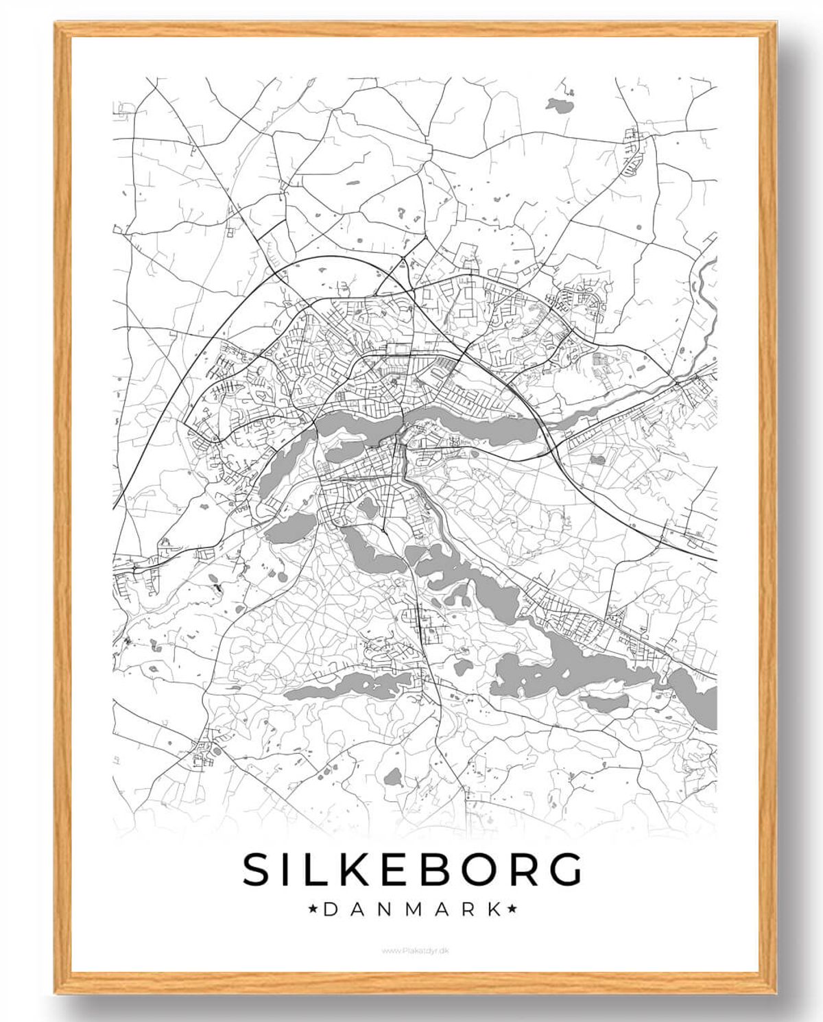 Silkeborg by plakat - hvid (Størrelse: L - 50x70cm (B2))