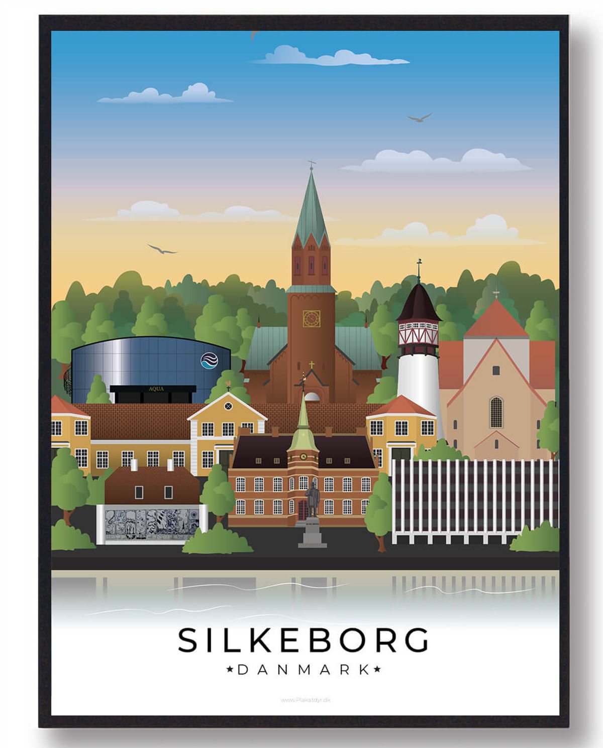 Silkeborg byplakat (RESTPARTI) (Størrelse: L - 50x70cm (B2))