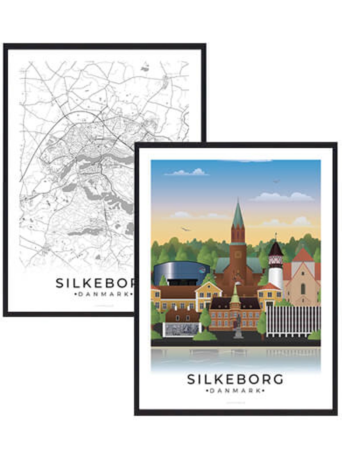 Silkeborg byplakatsæt (Størrelse: M - 30x40cm)