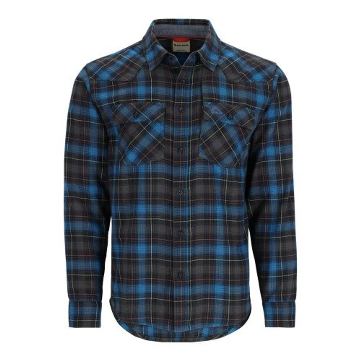 Simms Santee Flannel Skjorte Black/Bright Blue Window Pane Ombre