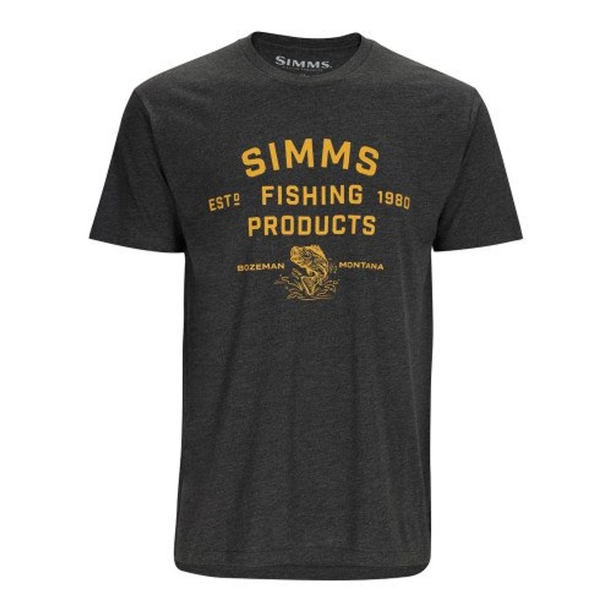 Simms Stacked Logo Bass T-Shirt Charcoal Heather