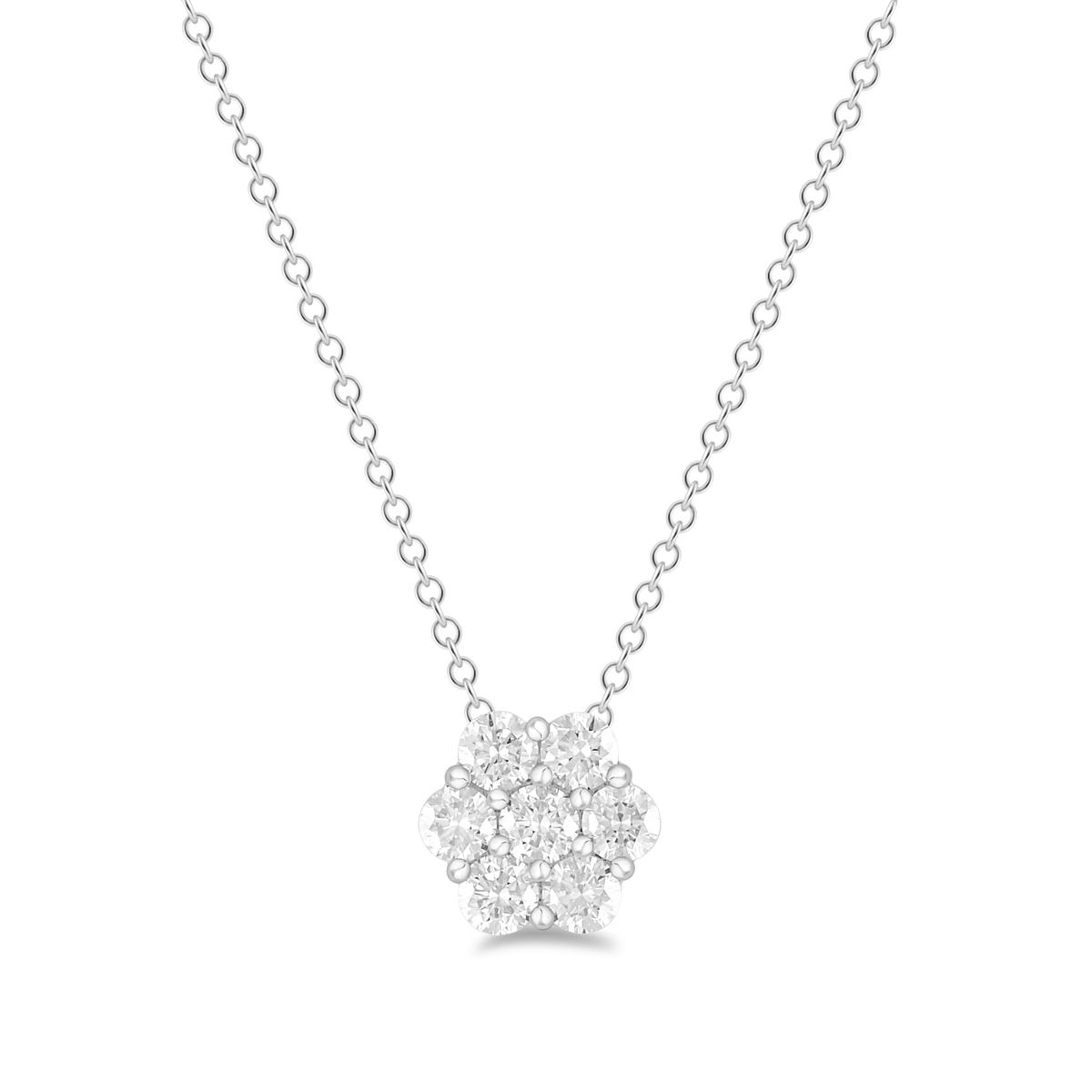 "Simple Flower" Diamantvedhæng i 14 kt. Guld-eller hvidguld, 0.10 ct. diamanter Inkl. kæde