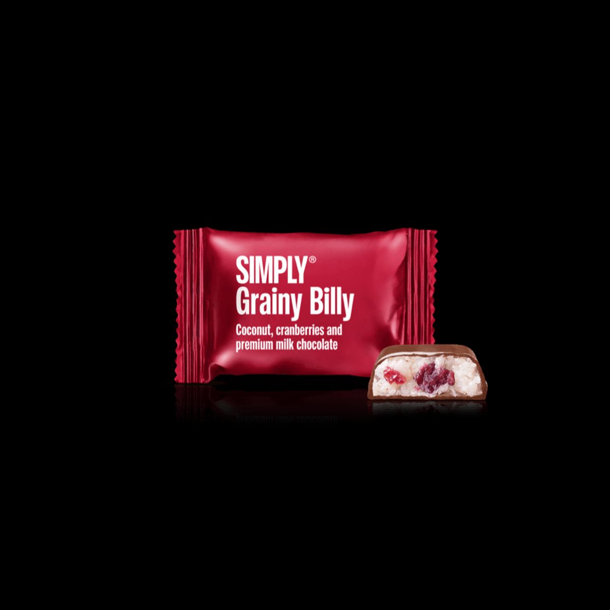 Simply® Grainy Billy - 75 Bites | Kokos, tranebær og premium mælkechokolade