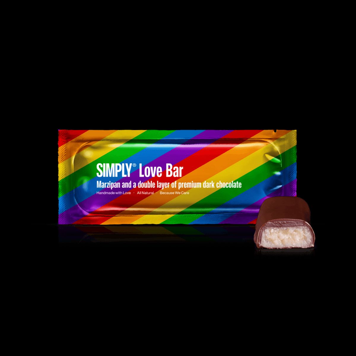 Simply® Love Bar | Marcipan og et dobbelt lag og premium mørk chokolade