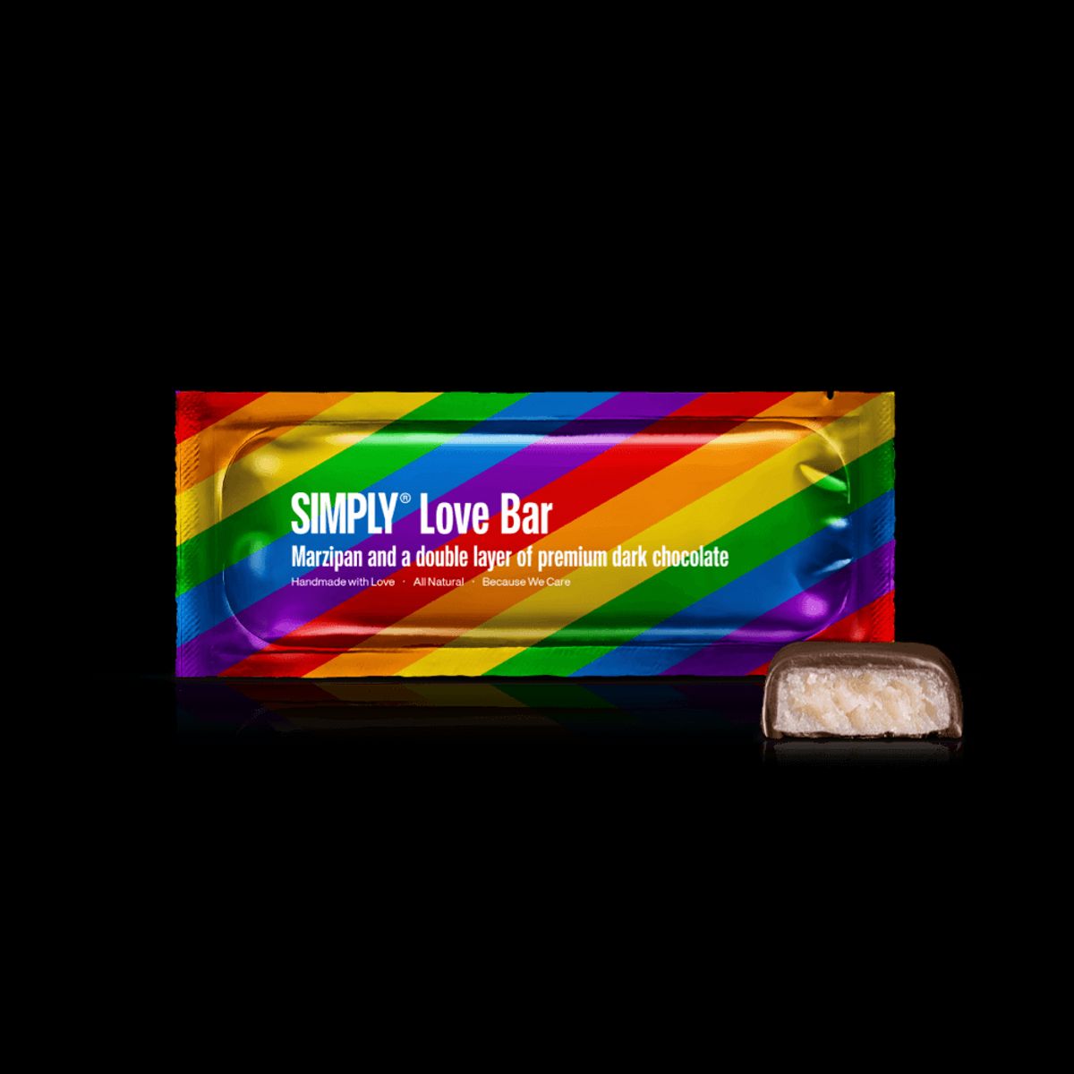 Simply® Love Bar | Marcipan og et dobbelt lag og premium mørk chokolade