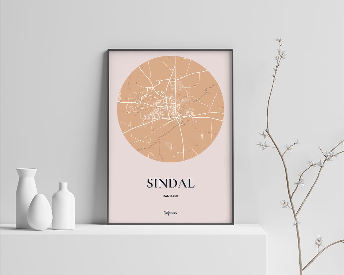 Sindal Plakaten Rundt kort Guld 21×30 cm (A4)