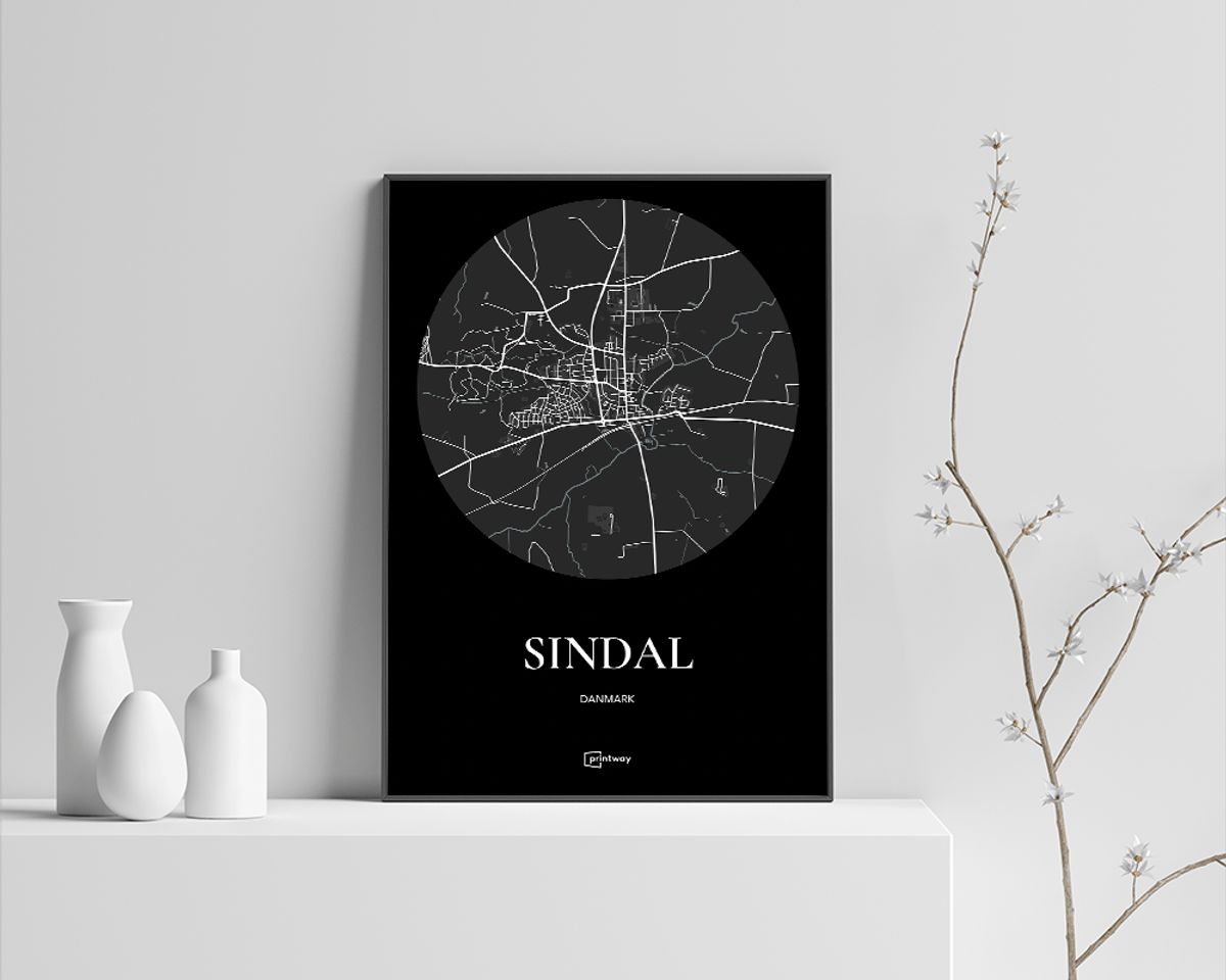 Sindal Plakaten Rundt kort Sort 70×100 cm (B1)