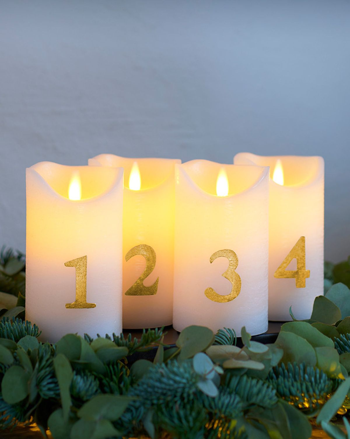 Sirius - Sara Advent lys, sæt á 4 stk., hvid/guld