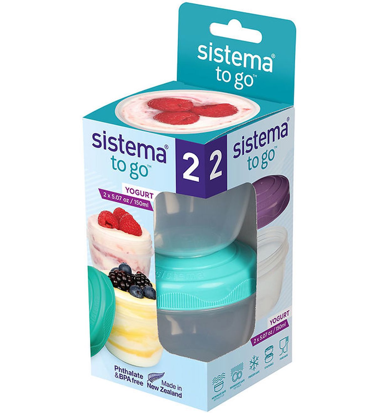 Sistema Beholdere - Yogurt 2-Pack - 150 ml - Mørkeblå/Turkis