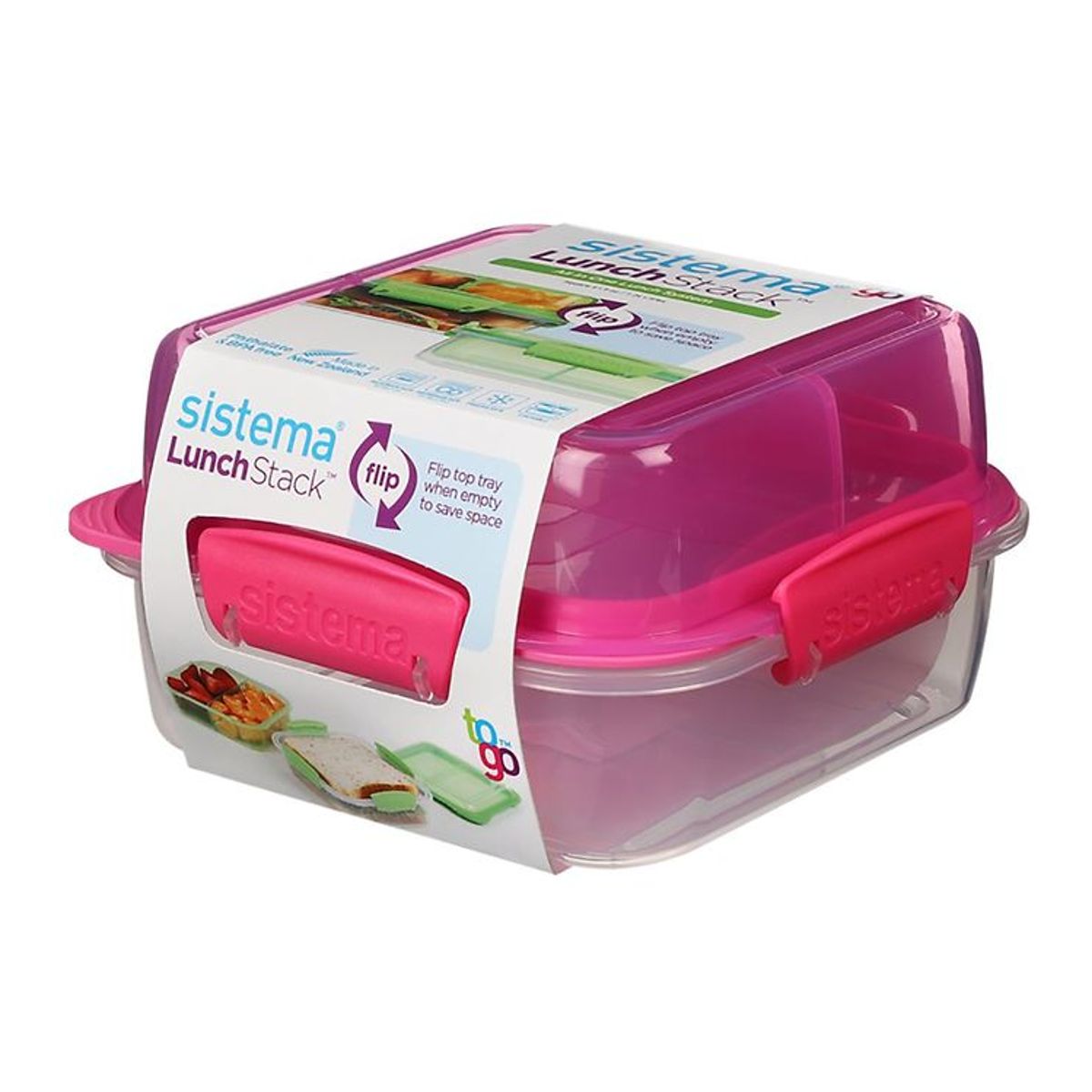 Sistema Madkasse - Lunch Stack Square - 1,24 L - Pink