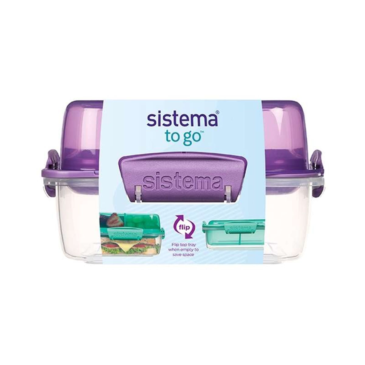 Sistema Madkasse - Lunch Stack To Go Square - 1.24L - Misty Purple