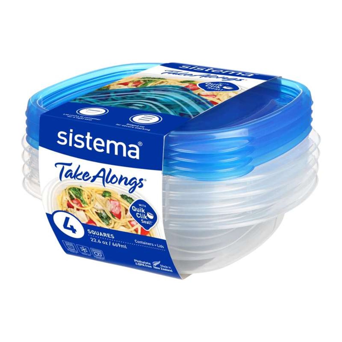 Sistema Madkasse - Square TakeAlongs - 4-Pak - 669ml - Royal Blue