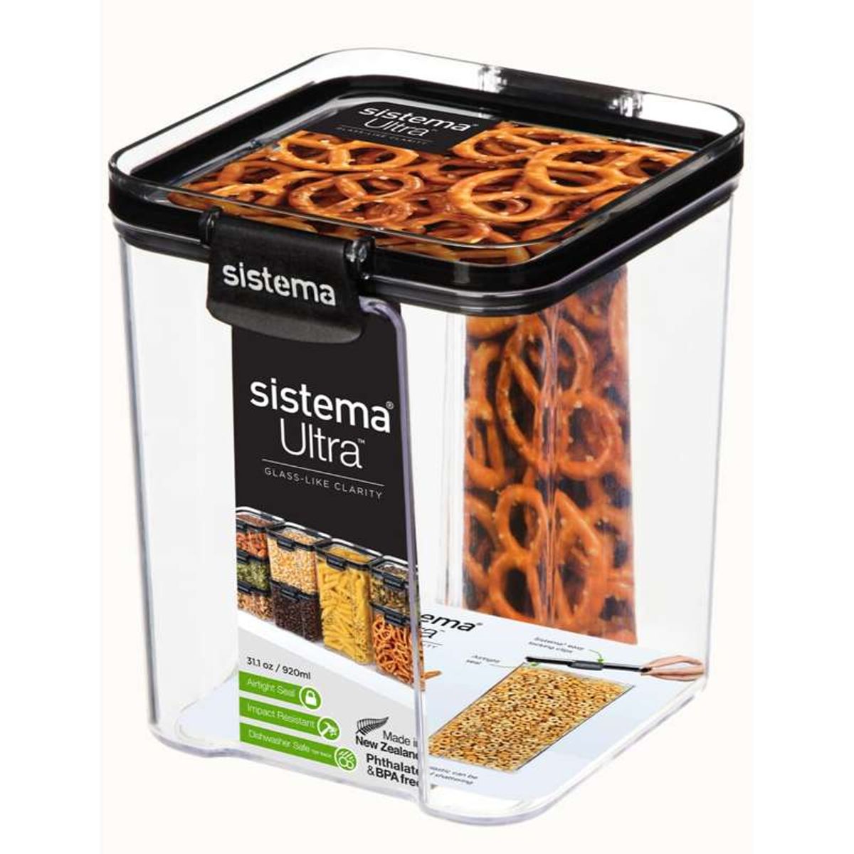 Sistema Madopbevaring - Tritan Ultra - Square - 920ml - Sort