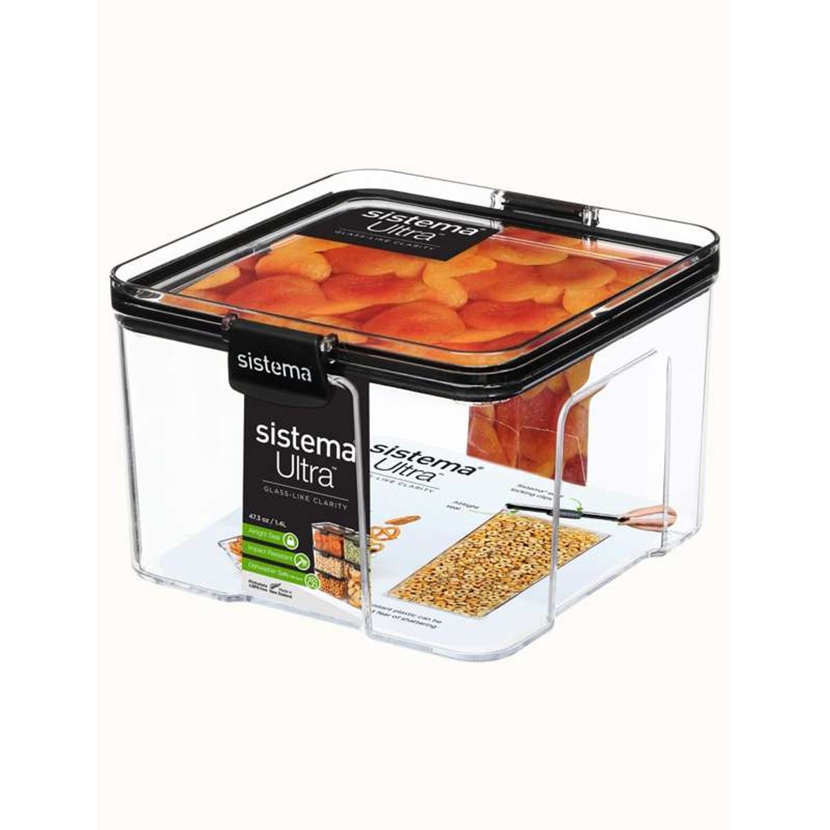 Sistema Madopbevaring - Tritan Ultra - Square - Large - 1.4L - Sort