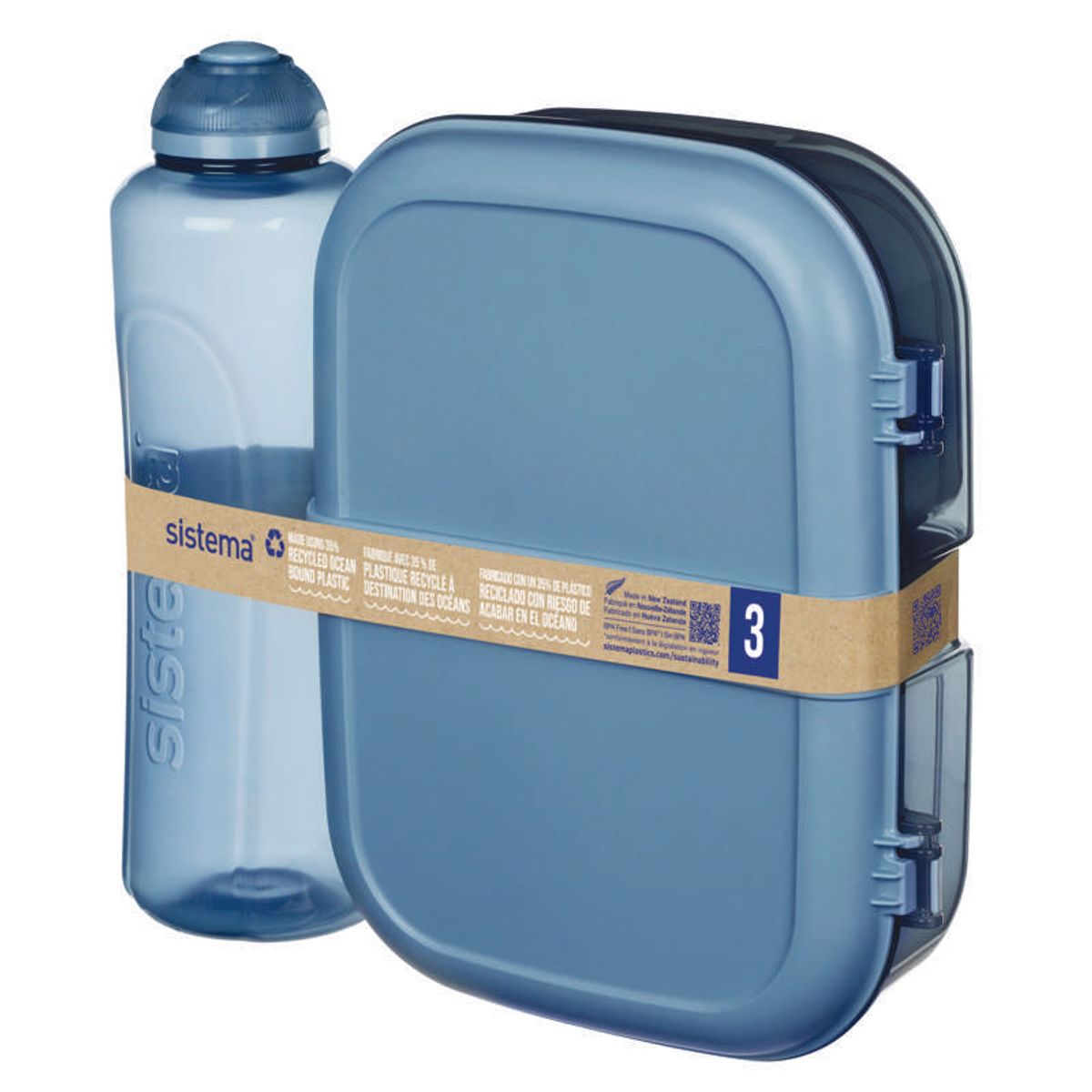 Sistema Ocean Bound Madkasse og Drikkedunk - Ribbon Lunch To Go - 1.1L - Mountain Blue