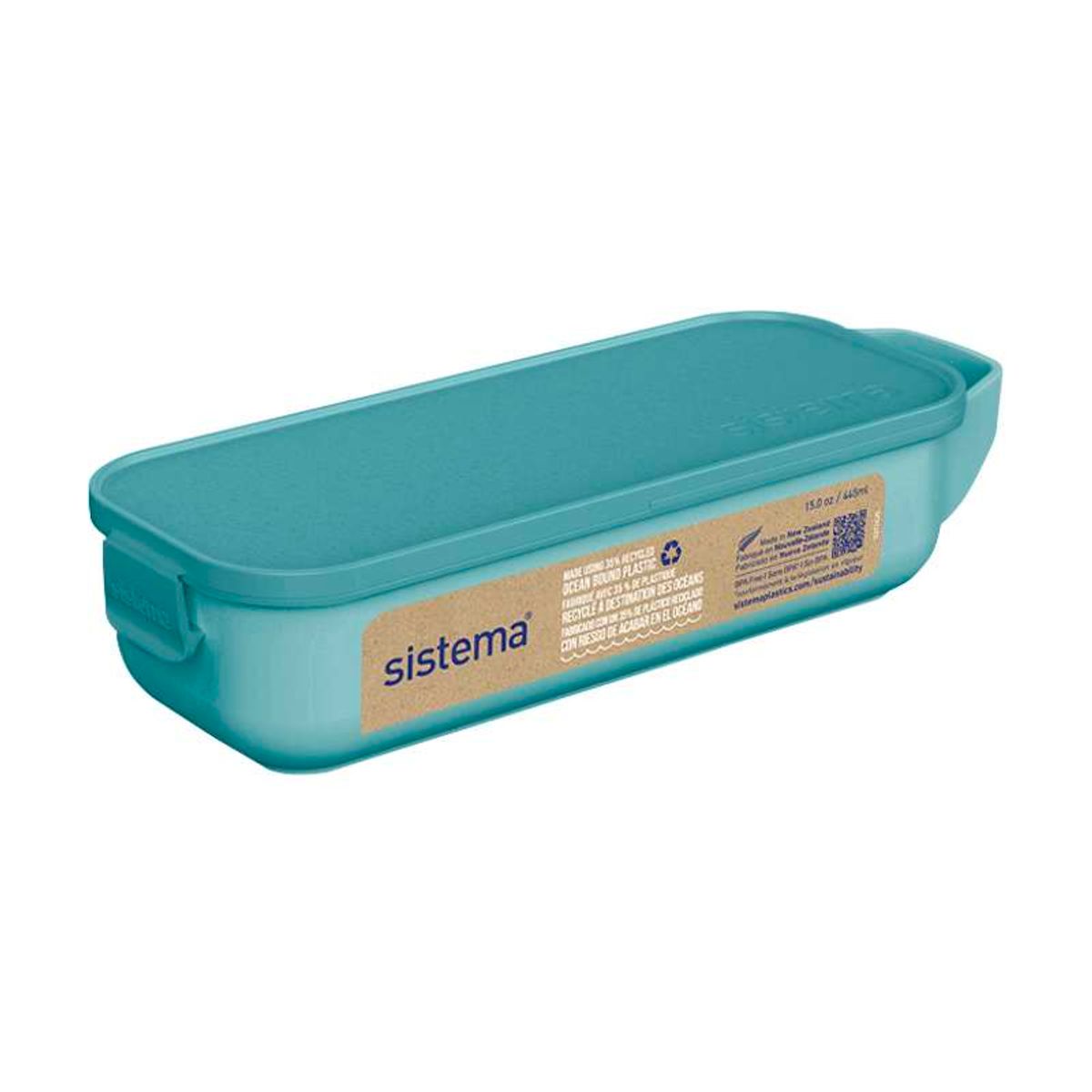 Sistema Ocean Bound Snackboks - Snack and Slide - 430ml - Teal Stone