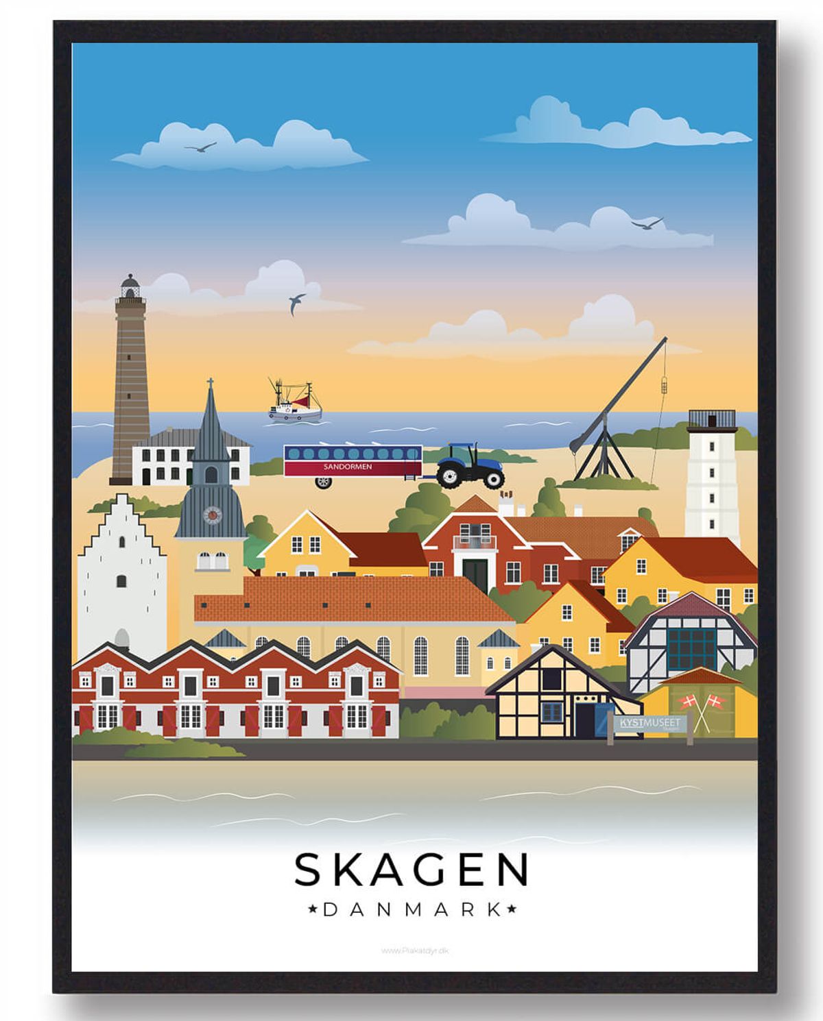 Skagen byplakat (RESTPARTI) (Størrelse: XL - 70x100cm)