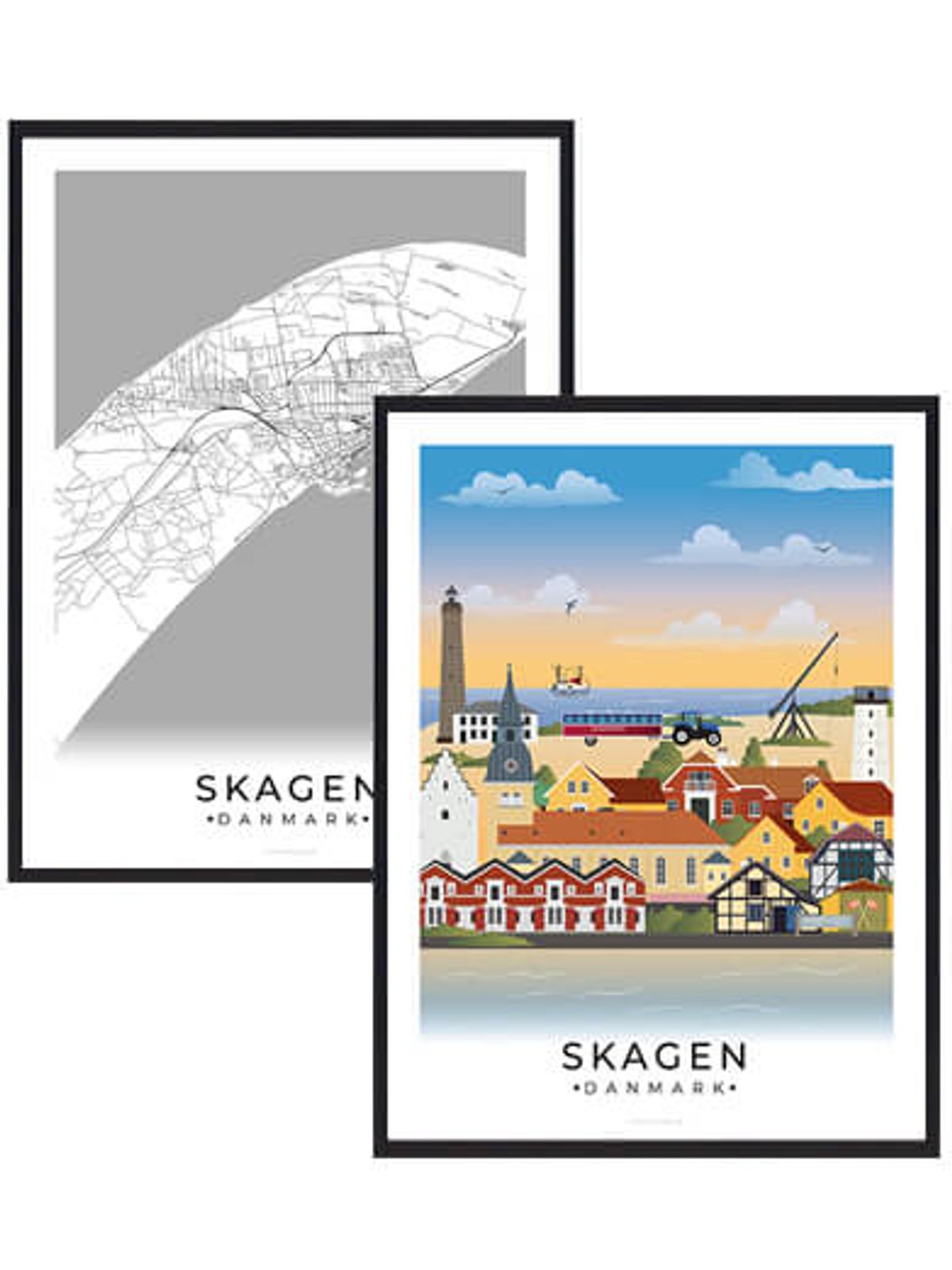 Skagen byplakatsæt (Størrelse: M - 30x40cm)