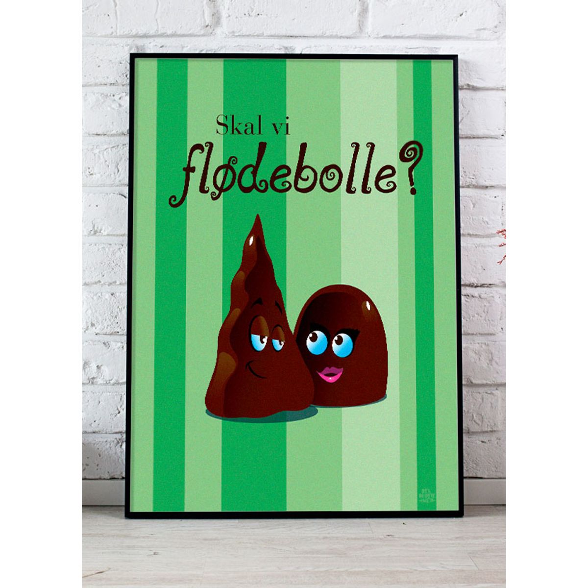 Skal vi flødebolle-plakat - grøn - 30 x 40 cm - Kr. 219,-