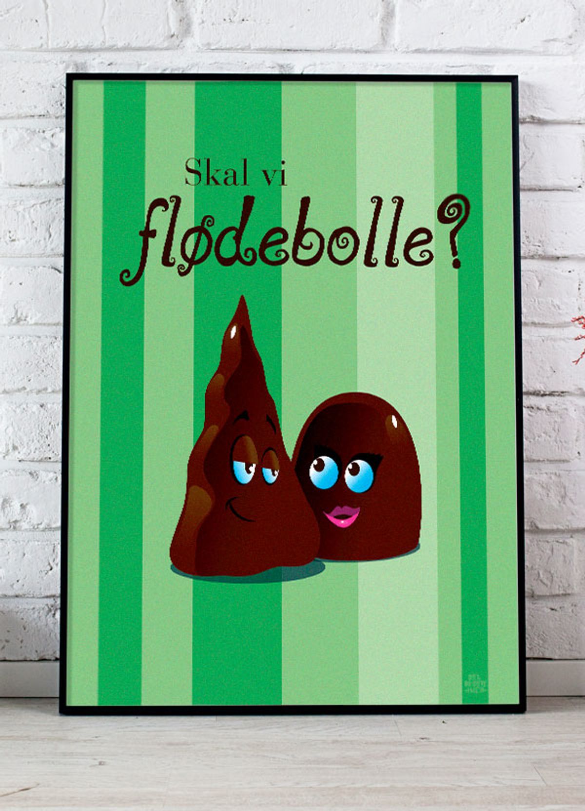 Skal vi flødebolle-plakat - grøn - 70 x 100 cm - Kr. 349,-